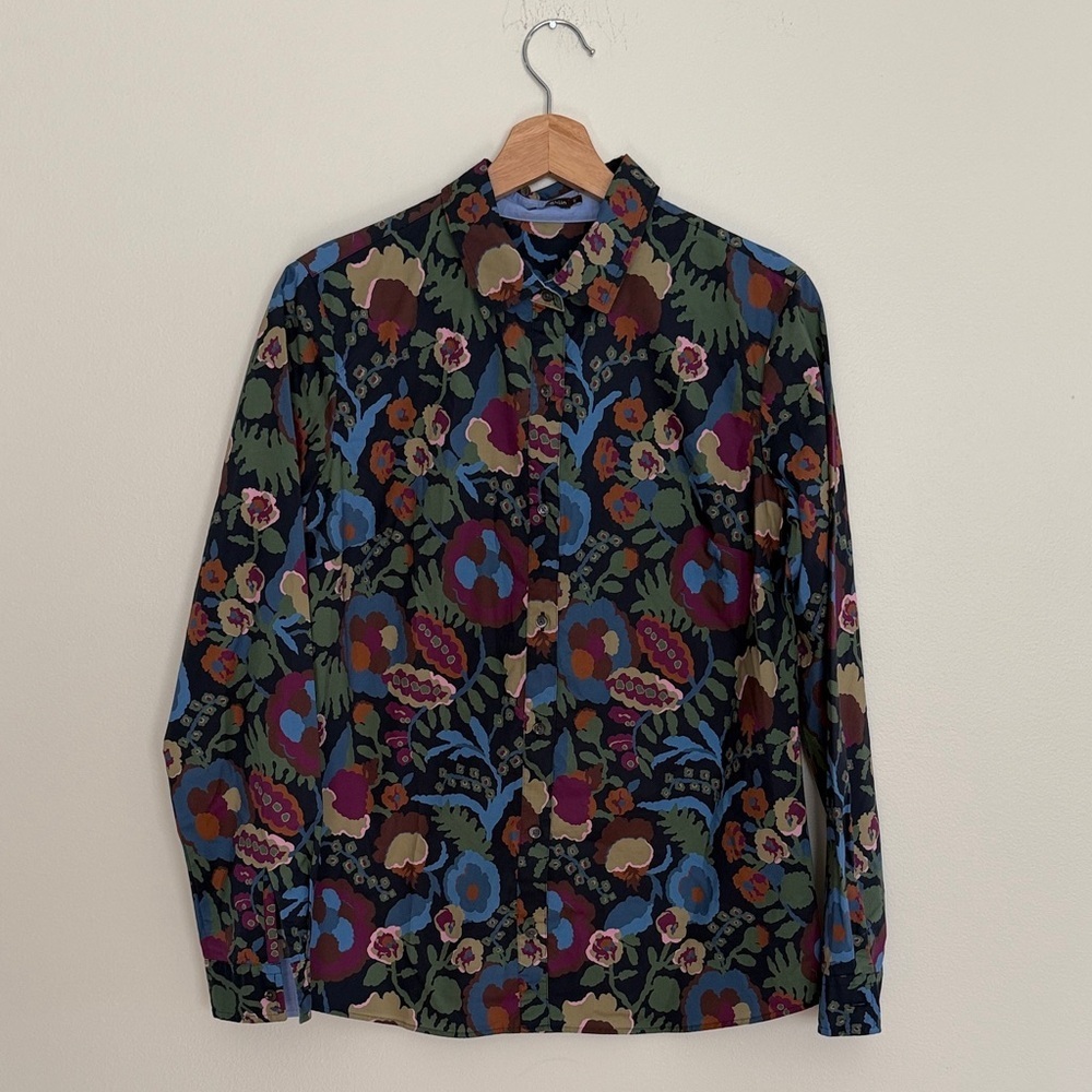 J. McLaughlin Top Women’s Colorful Floral Button-Up Top Multicolor Floral Print